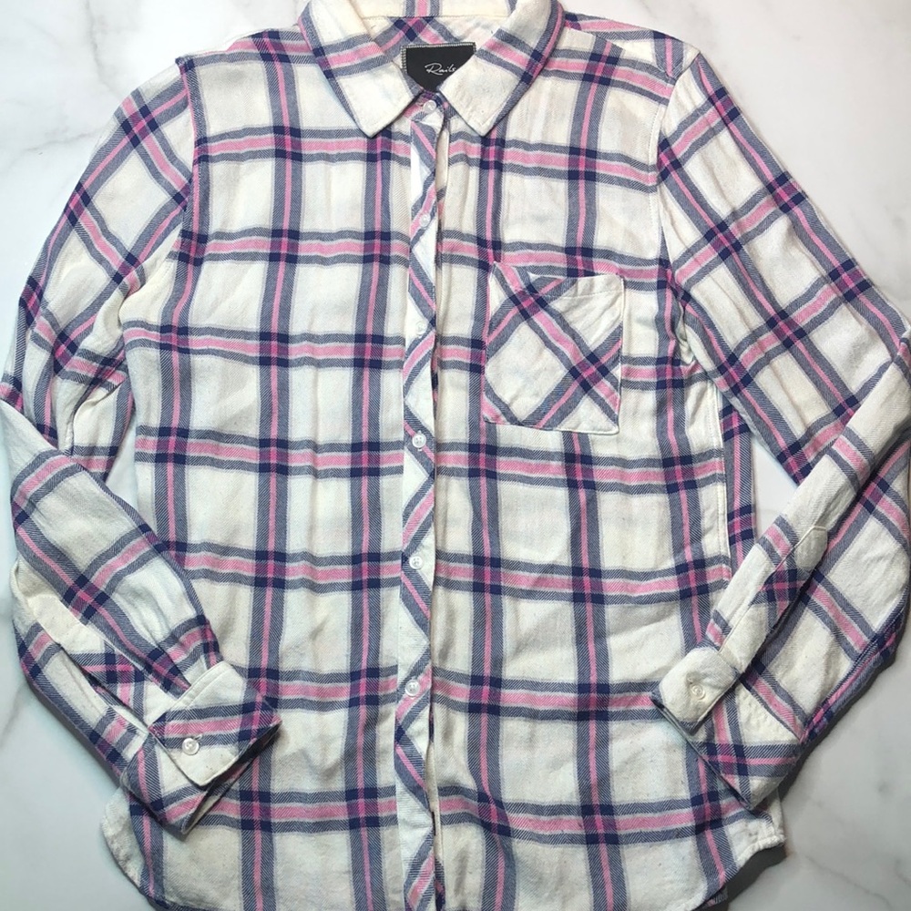 Rails Button Down Plaid Shirt White, Blue, Pink Size S